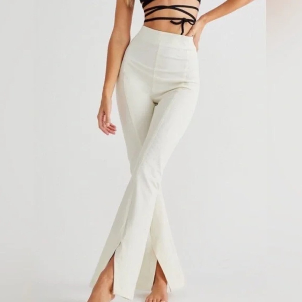 *FREE PEOPLE* Ivory Flare Slit Pants Size Small